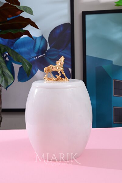 MIARIK DESIGN & DEKORASYON Dekoratif Mermer Oval Çöp Kovası