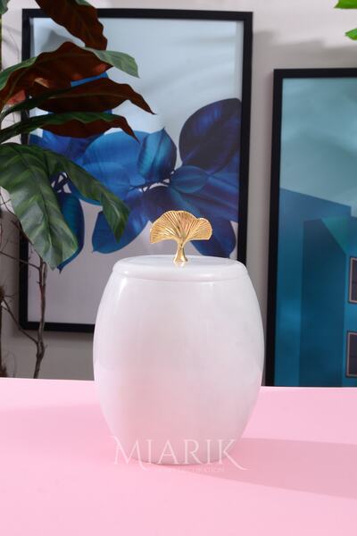 MIARIK DESIGN & DEKORASYON Dekoratif Mermer Oval Çöp Kovası