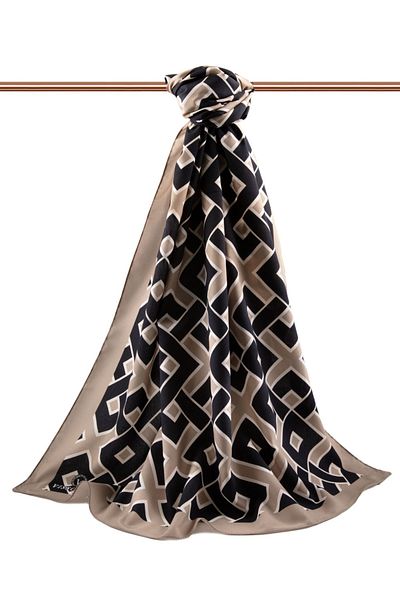 Vissona Γυναικείο σάλι πολυτελείας Medina Silk Beige-4