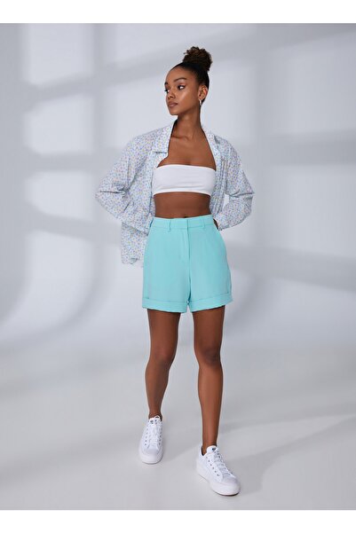 JJXX Normal Bel Normal Turkuaz Kadın Şort 12213192
