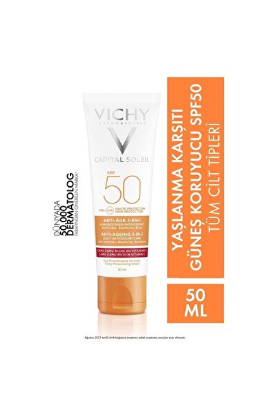 Vichy Capital Soleil Spf 50 Anti Age- Yaşlanma Karşıtı Yüz Için Güneş Kremi 50 Ml