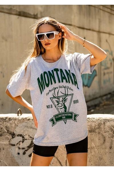 Josette Μπλουζάκι με στάμπα Montana σε γκρι χρώμα