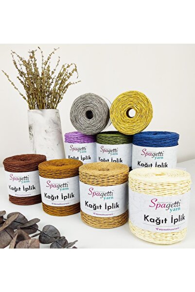 Spagettiyarn Kağıt Ip Bej El Örgü Ipliği