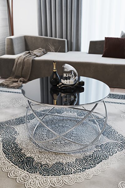 KASGER Gezegen Orta Sehpa Füme Ayna Cam