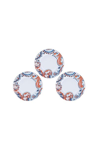 Lucky Art Vesta Bone Colorful 6-Piece Flat Porcelain Plate Set 20 Cm