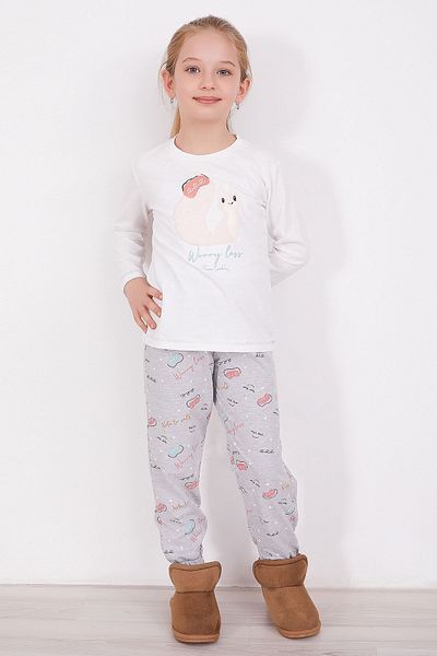 Pierre Cardin Set pijamale crem cu mâneci lungi pentru fete 8400