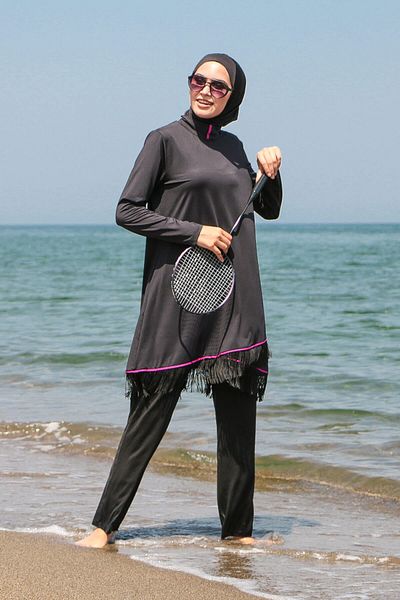 Marina 4-Piece Black Fully Covered Hijab Swimsuit M2105