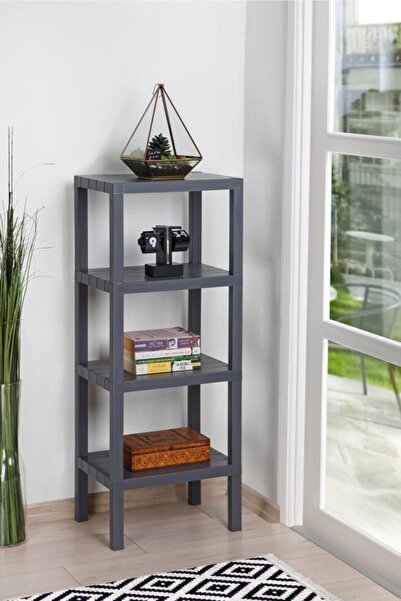 MiniHome Ombeg ديكور 4 طبقات متعددة الأغراض منظم الحمام رف الكتب أنثراسايت