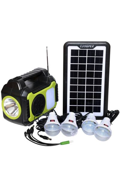 JUNGLEE Güneş Enerji Panelli Aydınlatma Sistemi Powerbank Kamp Doğa Balık Karavan Fener Bluetooth Hoparlör