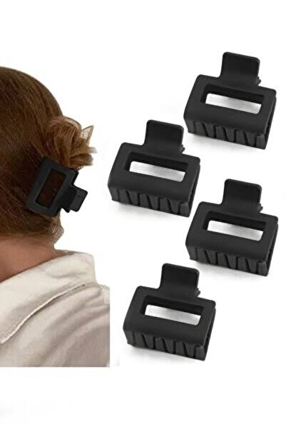 MAKSESUAR مجموعة نسائية مكونة من 4 إبزيم مربع أسود متوسط الحجم