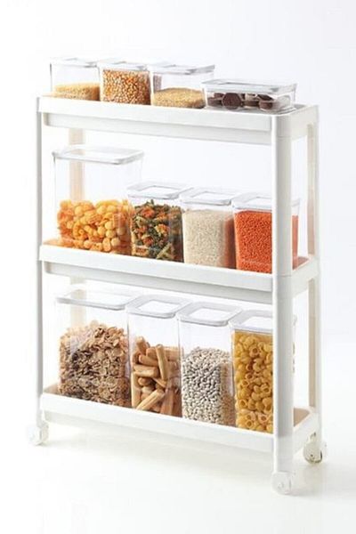 Bayev White 3-Tier Shelf with Wheels - Bathroom Kitchen Narrow Space Organizer Organizer