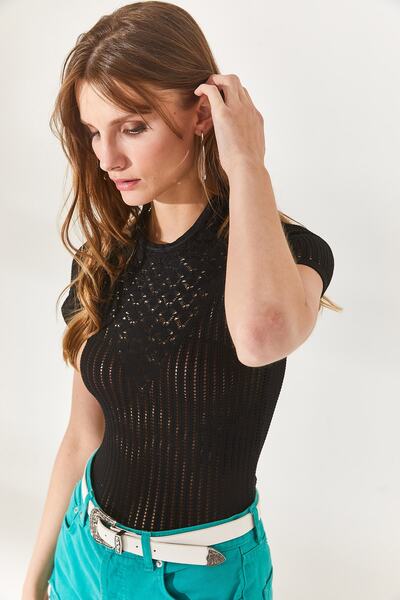 Olalook Γυναικεία Πλεκτά Βαμβακερή Γεωμετρική Δυναμική Μπλούζα BLZ-19002266