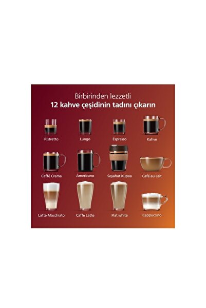Philips 12 Lezzetli Kahve, Paslanmaz Çelik, 1500w, Krom, Lattego Süt Sistemi, Kahve Makinesi