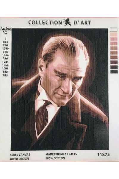 collection d'art Collection D'art 11875 40x50cm - Ataturk Portrait- Printed Unprocessed Tapestry Panel Etamine