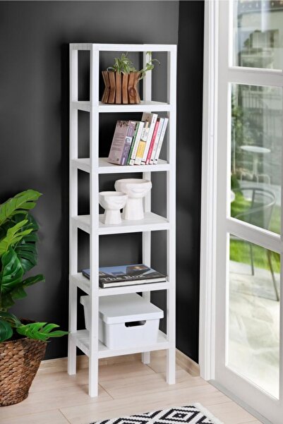MiniHome رف كتب منظم للحمام متعدد الأغراض مكون من 6 طبقات من Ombeg باللون الأبيض