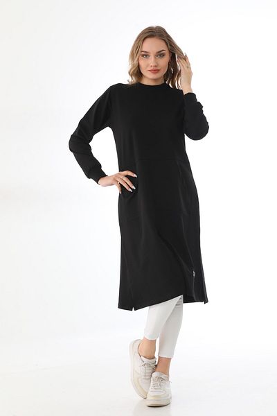 Elif Okur Hijab Pocket Long Tunic 110cm Black 1400