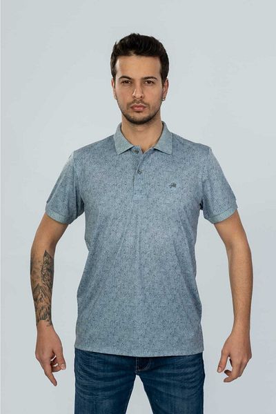 Moda Işık Tricou pentru bărbați cu guler polo albastru deschis cu imprimeu digital