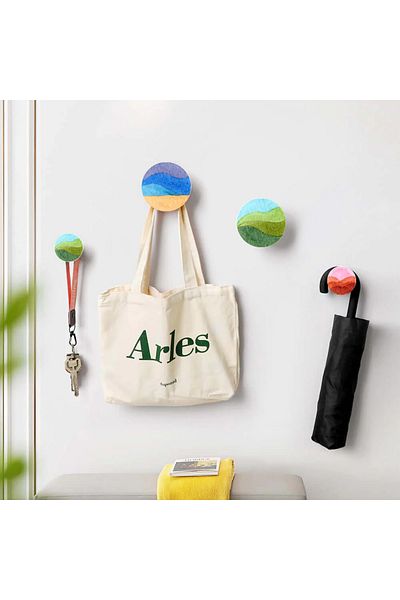 CajuArt 4-piece Round Colorful - Home and Office Hanger Wall Hall