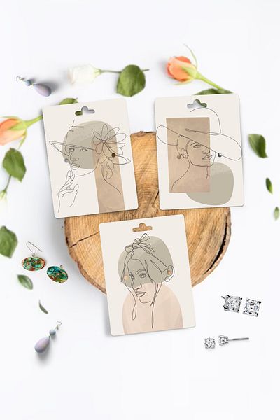 DERELİ MATBAA Earring Tag, Figured Earring Card Set 30 Pieces
