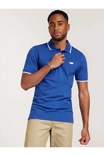 Levi's تي شيرت بولو رجالي أزرق عادي A4842-0008 Slim Housemark Polo