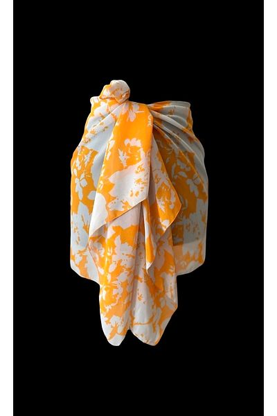 quella atelier Orange Floral Patterned Pareo Sarong