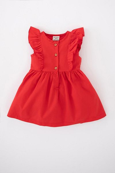 DeFacto Baby Girl Short Sleeve Linen Look Dress