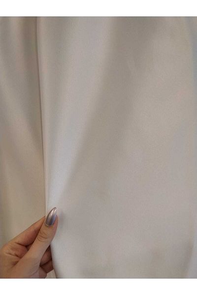 ÖzenEvim 1St Class Off-White Pleat Free Satin Ready Sunshade Curtain