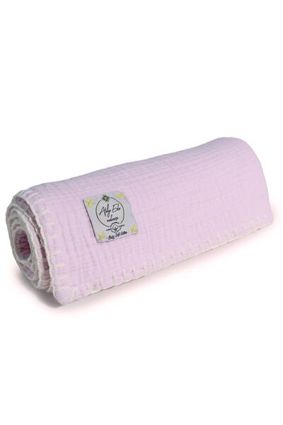 Atölye Eda Exclusive El Işçiliği Ve El Işlemeli 4 Kat Müslin Battaniye 120x120cm-pembe