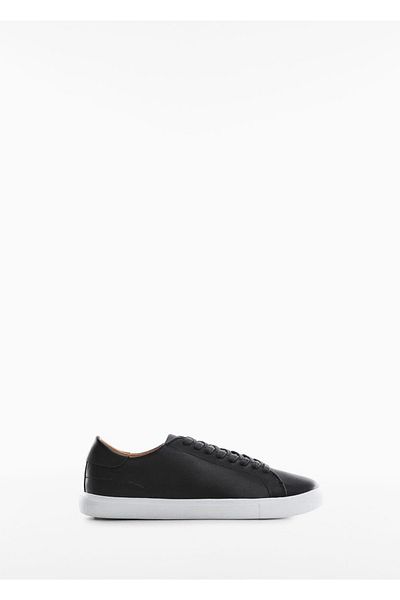 MANGO Man Einfarbige Sportschuhe aus Leder