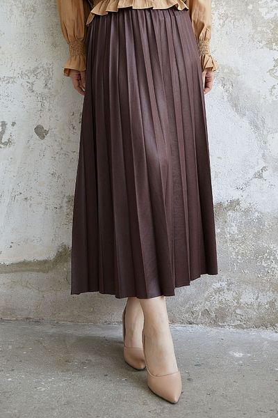 InStyle Alfea Leather Look Skirt - Bitter Brown