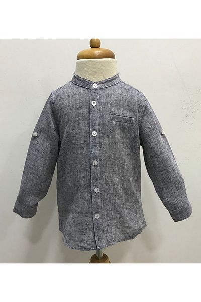 Çikoby Baby Boy Judge Collar Linen Shirt