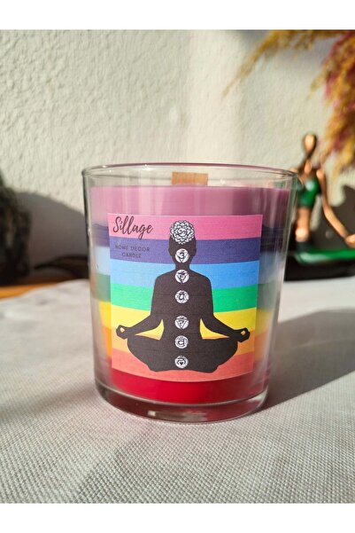 Solman Çakra Meditasyon Yoga Mumu Içine Gizlenmiş Çakra Taşı Her Renk Ayrı Ko...