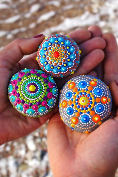Agossa Home Taş Boyama Ve Mandala Boyama Taşları Tasarım Deniz Taşı Küçük Boy...