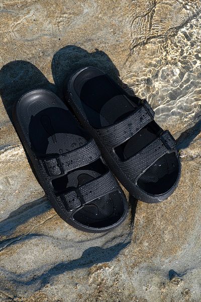 TADEKSA Unisex Eva Double Buckle Μαύρες Παντόφλες Παραλίας Μαύρες