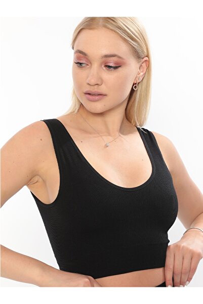 bloum Жіночий бюстгальтер з товстими бретелями, шнурівкою та еластичним поясом, чорний