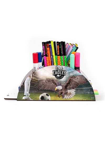 kutuTR Wooden Vip Sports Series Rainbow Ruled Desktop Pen Holder Organizer Assembled Boxed