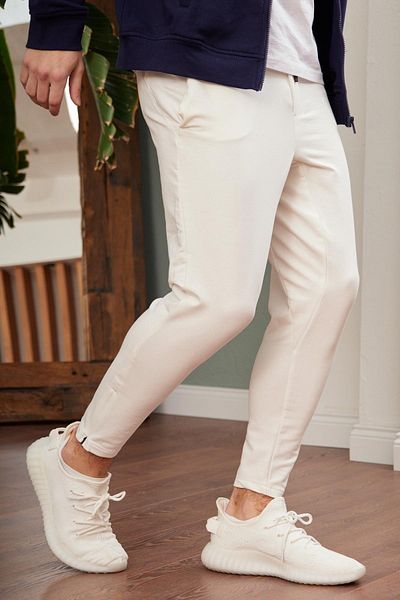 Danger Pantaloni de sport Jogger cu fermoar detaliați pentru bărbați Ecru
