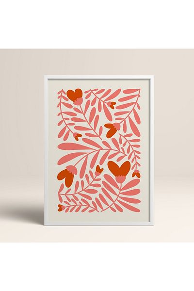HOMEPACK Tablou cu rame din lemn alb Poster cu rame Decor artistic modern de perete (FLOWER135-WHITE-50X70)