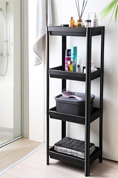 MiniHome Vesken 4-Tier White Bathroom Organizer - Pit, Shampoo Holder, Shelf ...