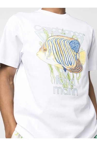 CASABLANCA Fond Marin Regular Fit White T-shirt