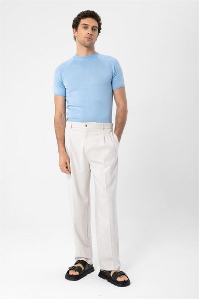 Antioch Baby Blue Crew Neck Slim Fit Men's Knitwear T-Shirt