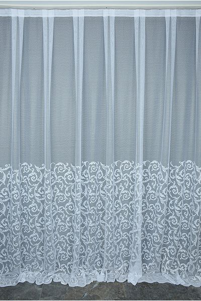 AKÇA TEKSTİL Sultan 2 Skirt Model White Color Single Wing Ready Planted Pleated Background Curtain 300*260 Cm