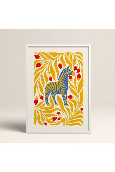HOMEPACK Tablou cu rame din lemn alb Poster cu rame Decor artistic modern de perete (FLOWER144-WHITE-50X70)