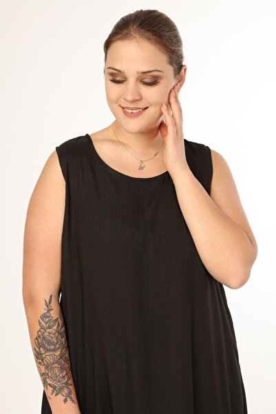 SCHIK Kadın Büyük Beden Kolsuz Elbise Siyah Sckwm21el01