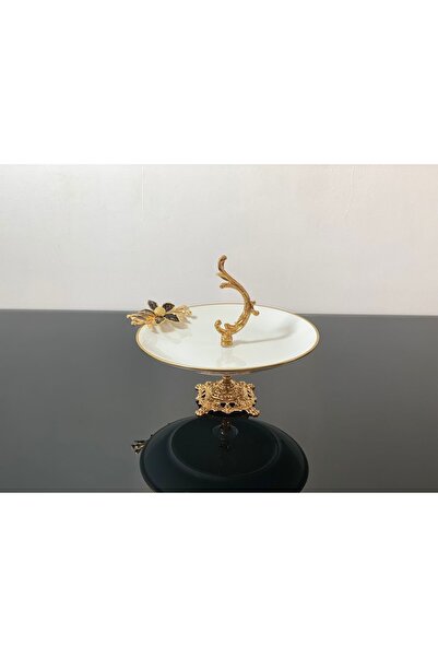 Aymin Kristal Ayaklı Sunumluk Kulplu Siyah Çiçek 28 cm