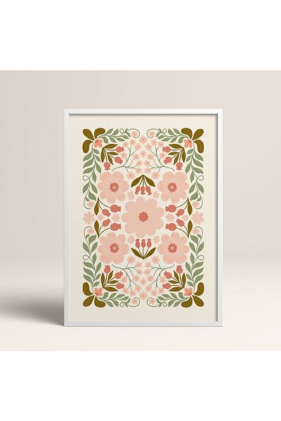 HOMEPACK Pictură cu rame din lemn alb Poster înrămat Decor artistic modern de perete (FLOWER150-WHITE-50X70)