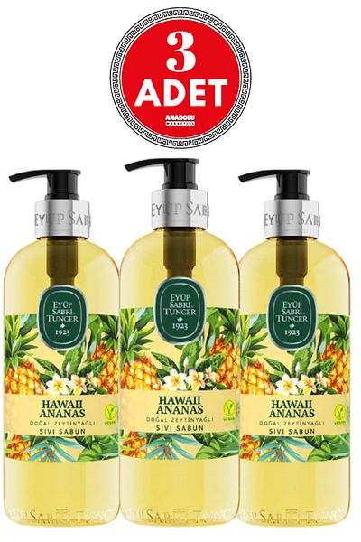 Eyüp Sabri Tuncer Hawaii Pineapple Natural Olive Oil Liquid Soap 500 Ml 3 Pieces