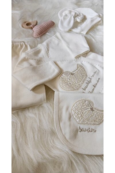 Bombinoo Baby Lotus %100 Pamuk 5 Parça Hastane Çıkışı Kuğu