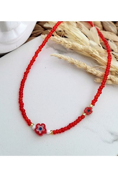 HALHALMILL Red Blue Muranolu Necklace