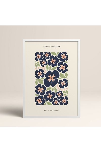 HOMEPACK Tablou cu rame din lemn alb Poster cu rame Decor artistic modern de perete (FLOWER151-WHITE-50X70)